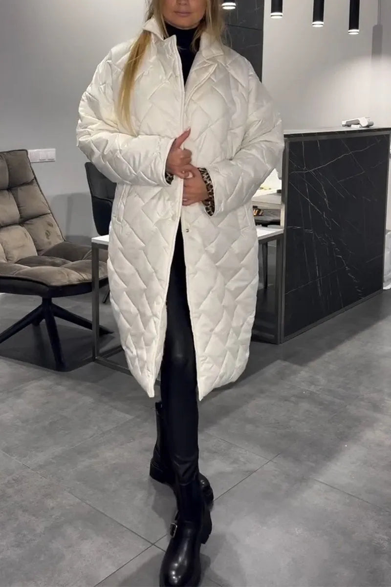 Women's Reversible Puffer Coat - Diamond-Quilted & Leopard Print