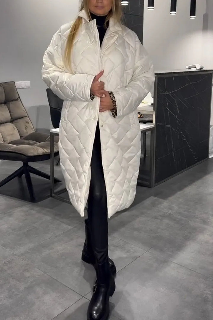 Women's Reversible Puffer Coat - Diamond-Quilted & Leopard Print