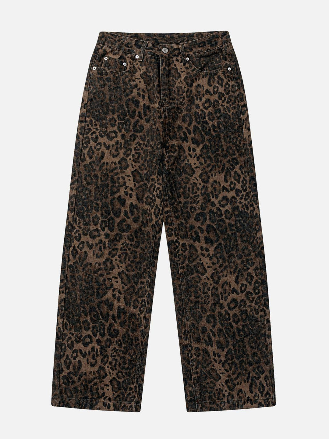 Women's Leopard Print Baggy Jeans – Relaxed Wide-Leg Denim – view 9
