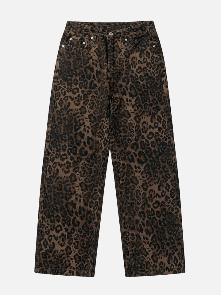 Women's Leopard Print Baggy Jeans – Relaxed Wide-Leg Denim – view 9