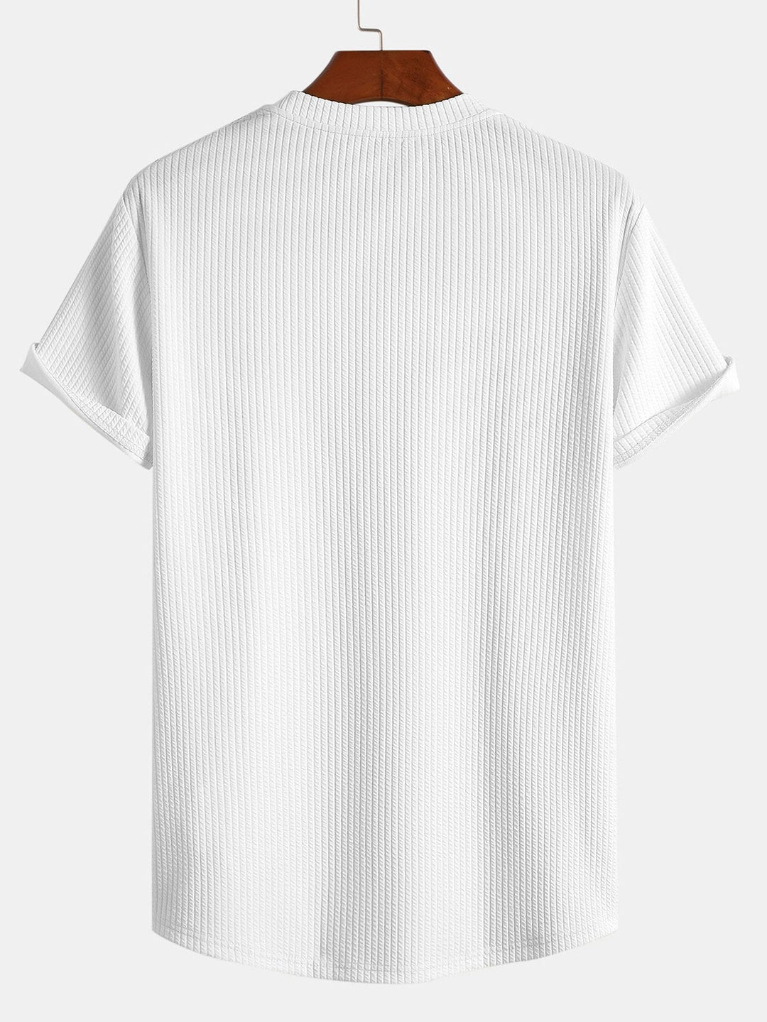 Men's Ribbed Muscle Fit T-Shirt – Stretch Crew Neck Essential – view 4