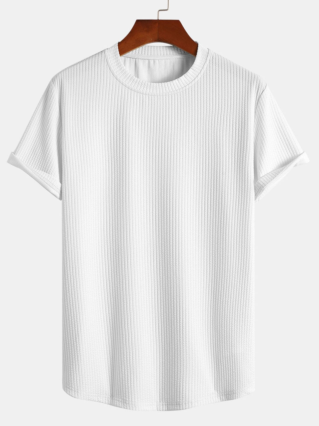 Men's Ribbed Muscle Fit T-Shirt – Stretch Crew Neck Essential