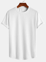 Men's Ribbed Muscle Fit T-Shirt – Stretch Crew Neck Essential