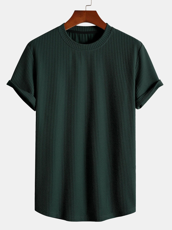 Men's Ribbed Muscle Fit T-Shirt – Stretch Crew Neck Essential – view 3