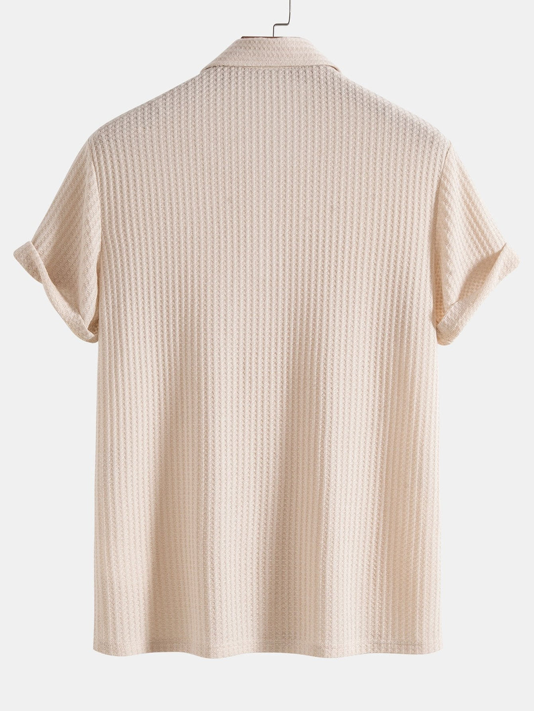 Men's Waffle Knit Polo Shirt – Textured Cotton Smart Casual – view 5