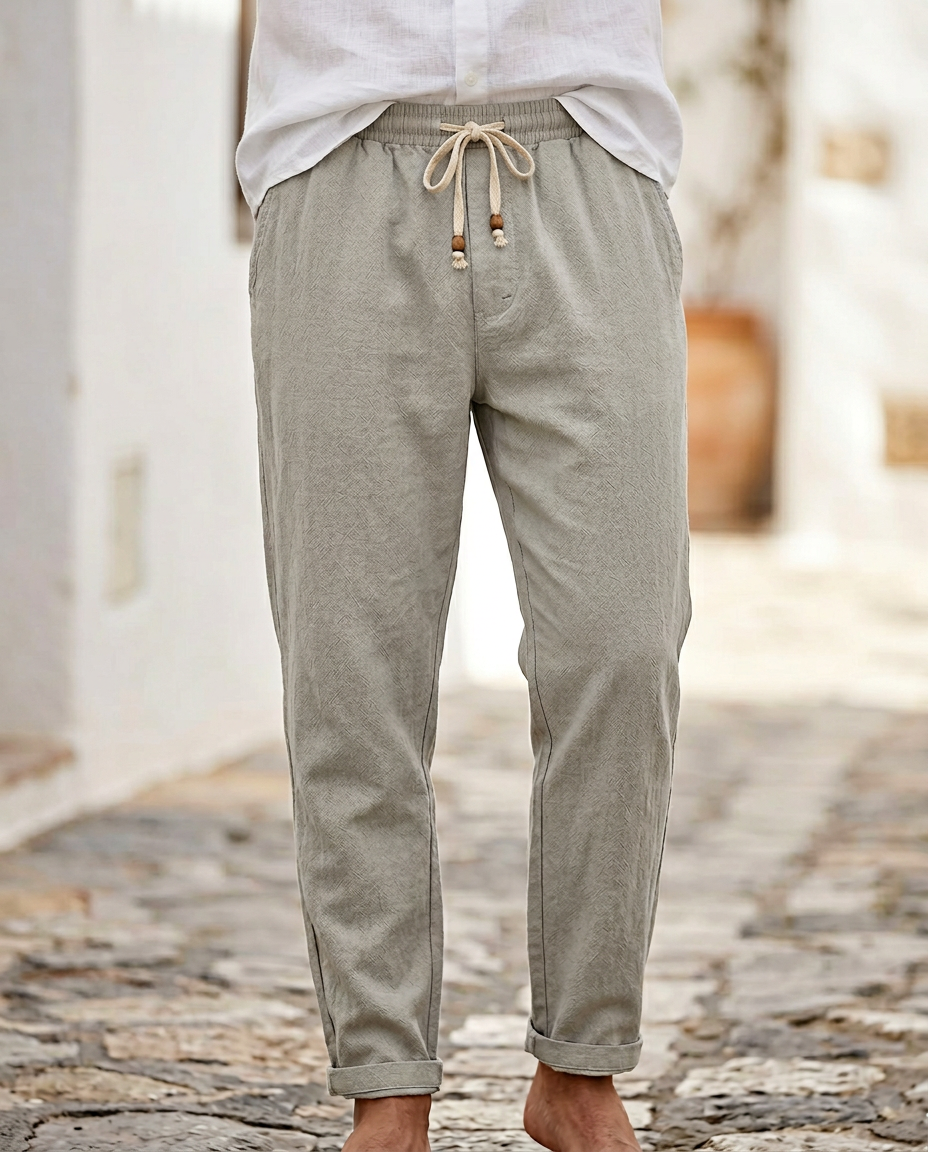 Men's Linen Trousers – Massimo Relaxed Drawstring Summer Fit – view 5