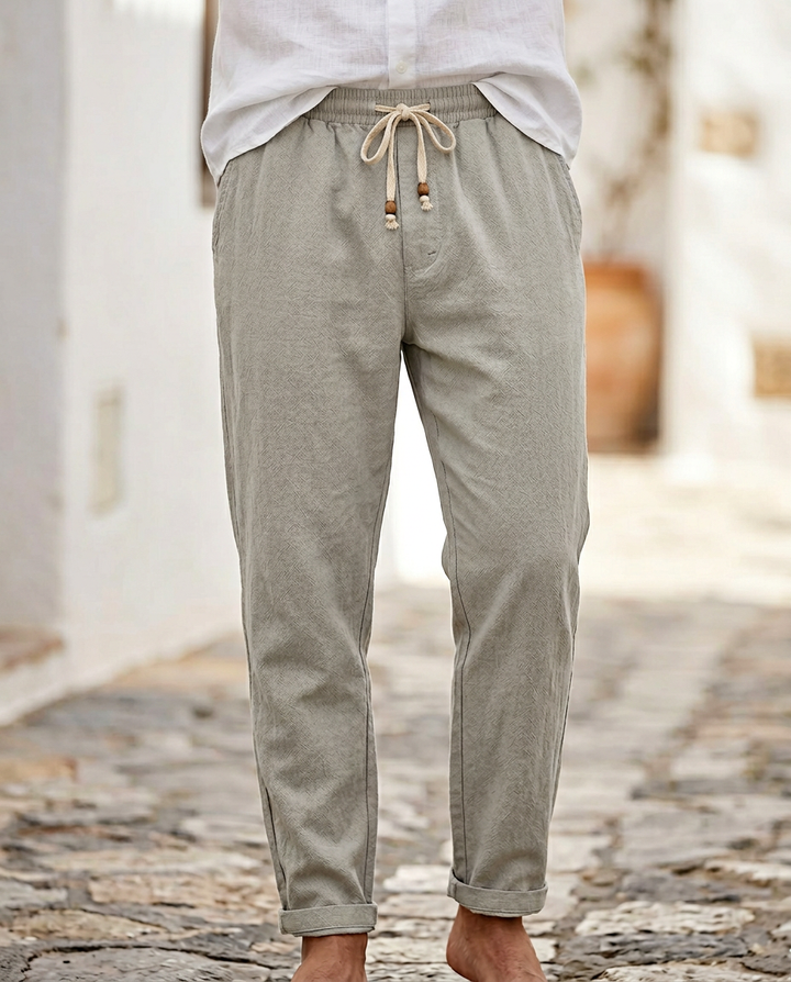 Men's Linen Trousers – Massimo Relaxed Drawstring Summer Fit – view 5