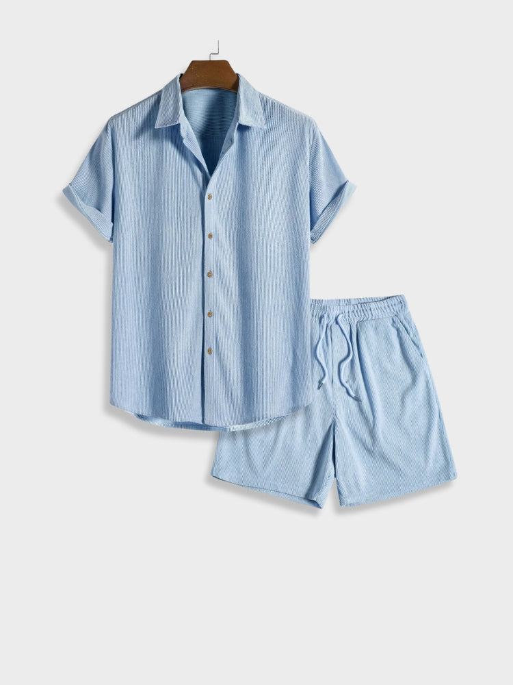Men's Bordeaux Corduroy Co-Ord Set – Shirt and Shorts Summer – view 4