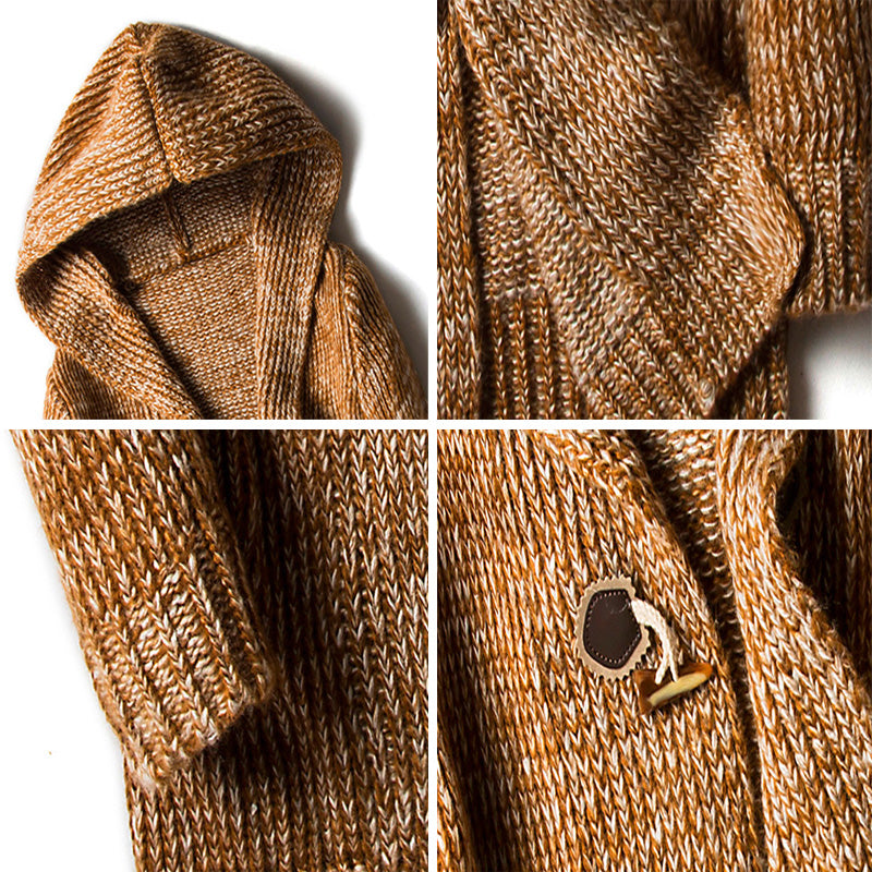 Men's Chunky Knit Hooded Toggle Cardigan – Cosy Winter Layering – view 5