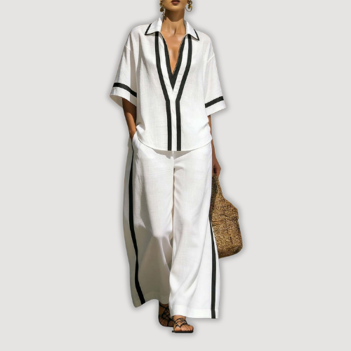 Women's Contrast Lined Two Piece Set - Soft Flowing