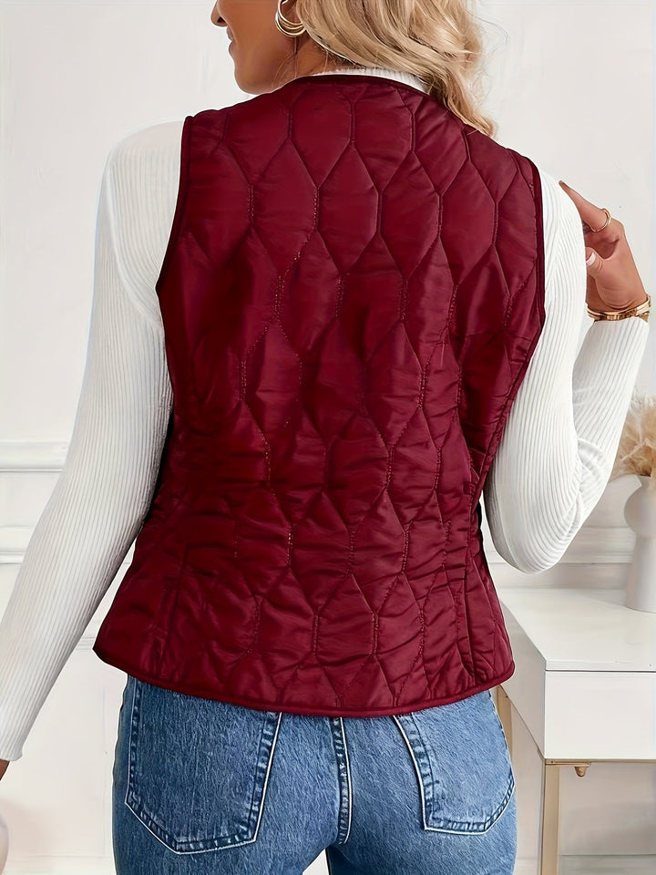 Women's Diamond Quilted Gilet – Sherpa-Lined Layering Vest – view 11