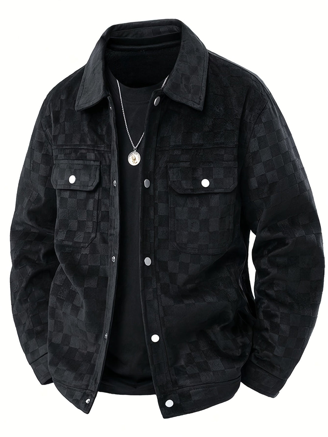 Men's Suede Checkerboard Jacket – Lined Smart-Casual Layer
