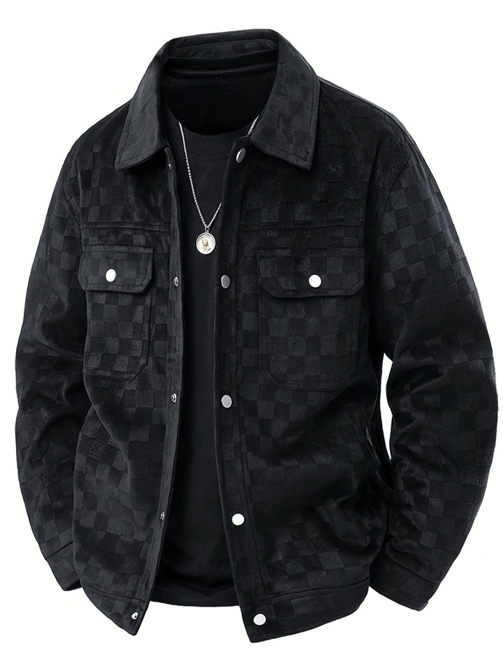 Men's Suede Checkerboard Jacket – Lined Smart-Casual Layer
