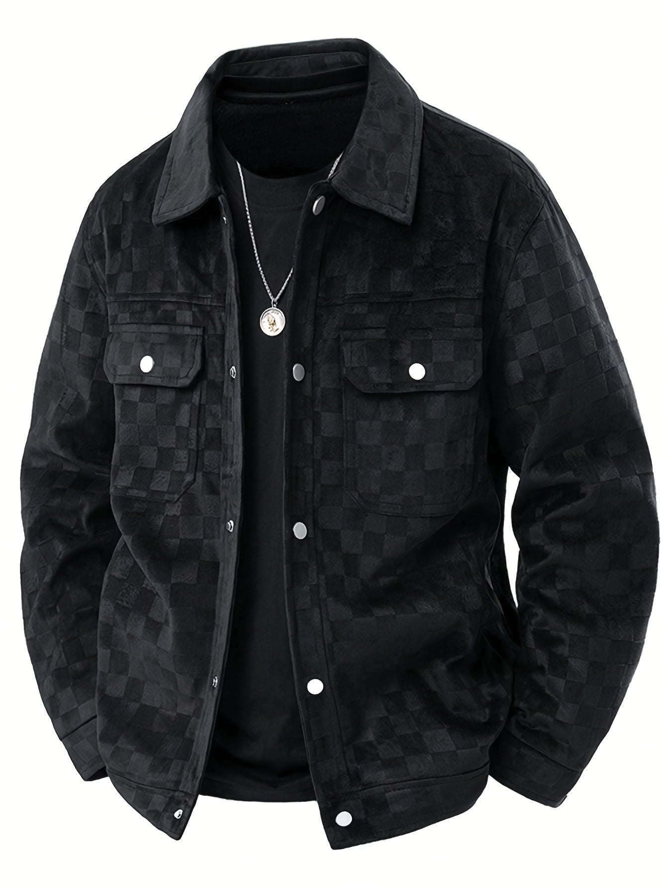 Men's Suede Checkerboard Jacket – Lined Smart-Casual Layer