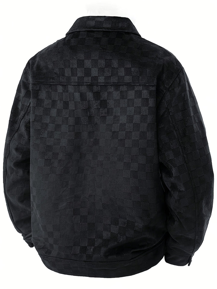 Men's Suede Checkerboard Jacket – Lined Smart-Casual Layer – view 3