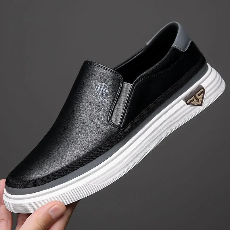 Men's Leather Slip-On Trainers – Cushioned Everyday Comfort