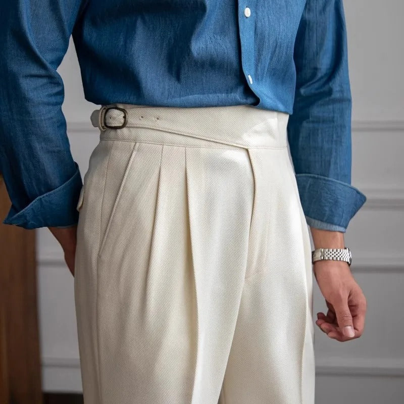 Men's Massimo Gurkha Trousers – High-Waist Tailored Pleated Fit – view 4