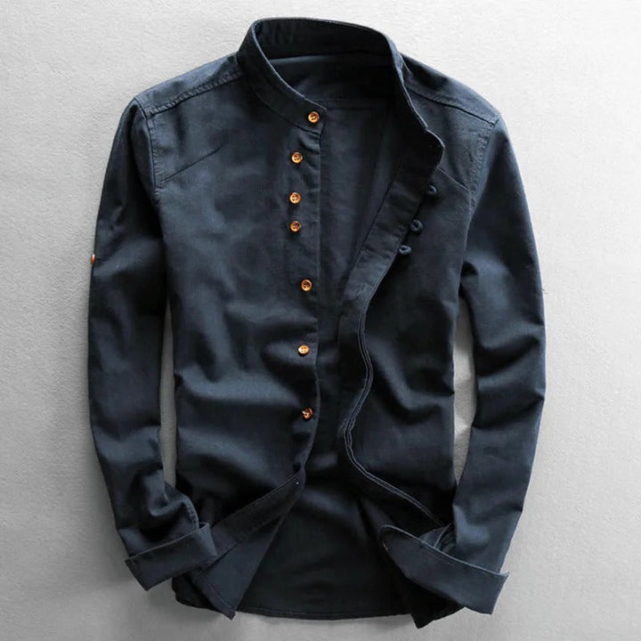 Men's Organic Cotton Shirt – Stand Collar Smart Casual – view 7