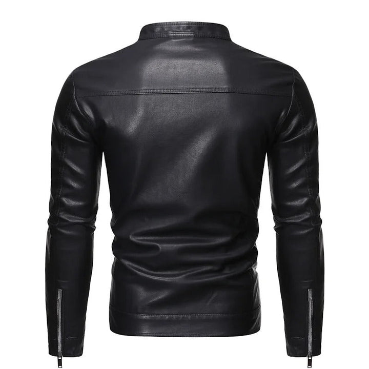 Men's Leather Jacket – Slim Stand-Collar Zip-Up Layer – view 4