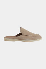 Men's Leather Slip-On Mules – Yacht Loafers – Light Grey