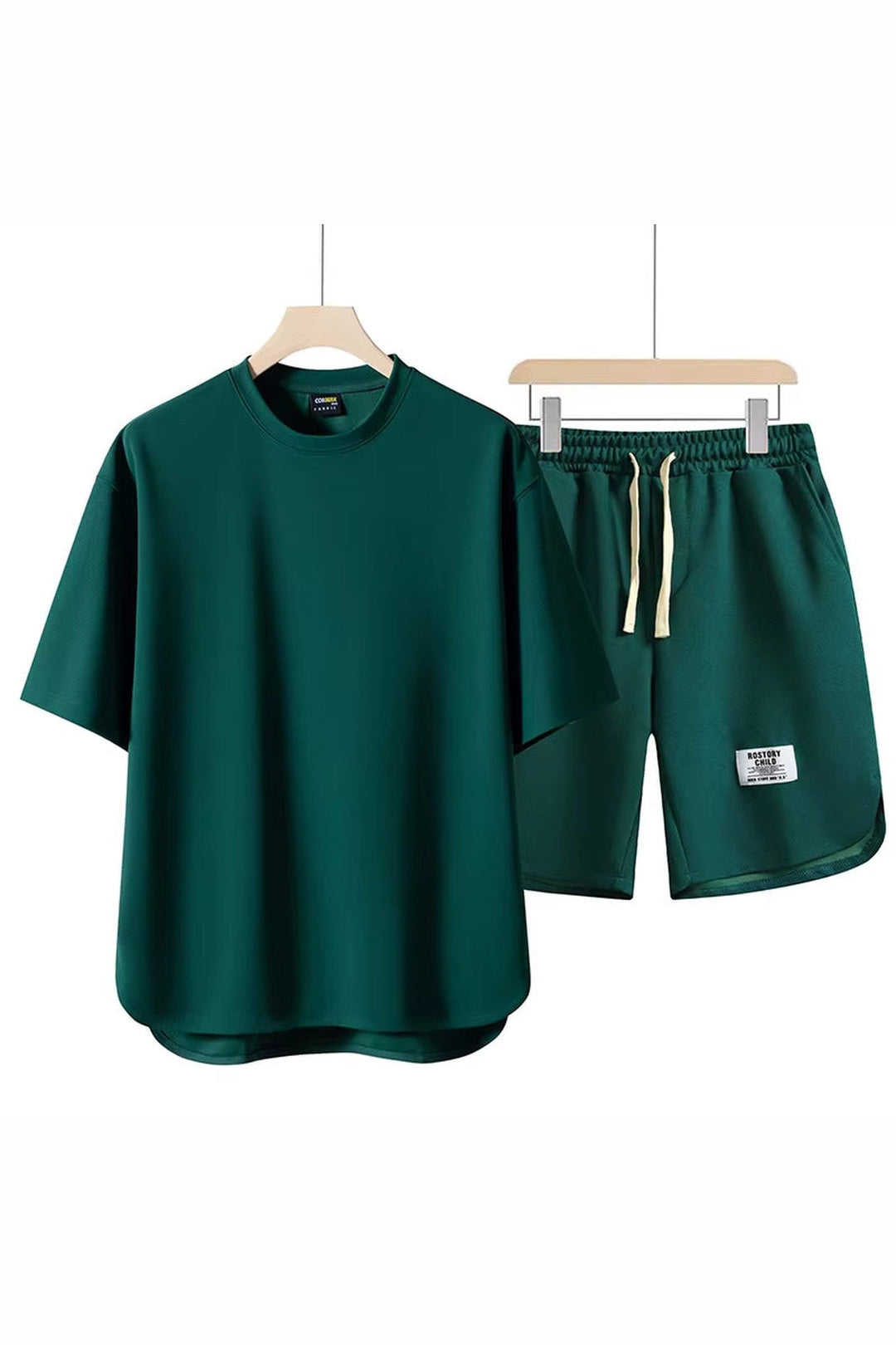 Men's Cotton-Blend Lounge Set – Drop-Shoulder Tee & Shorts Co-ord