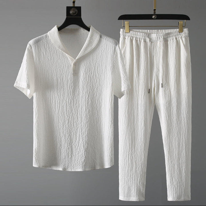 Men's Linen Set – Short-Sleeve Shirt & Trousers Summer Co-ord
