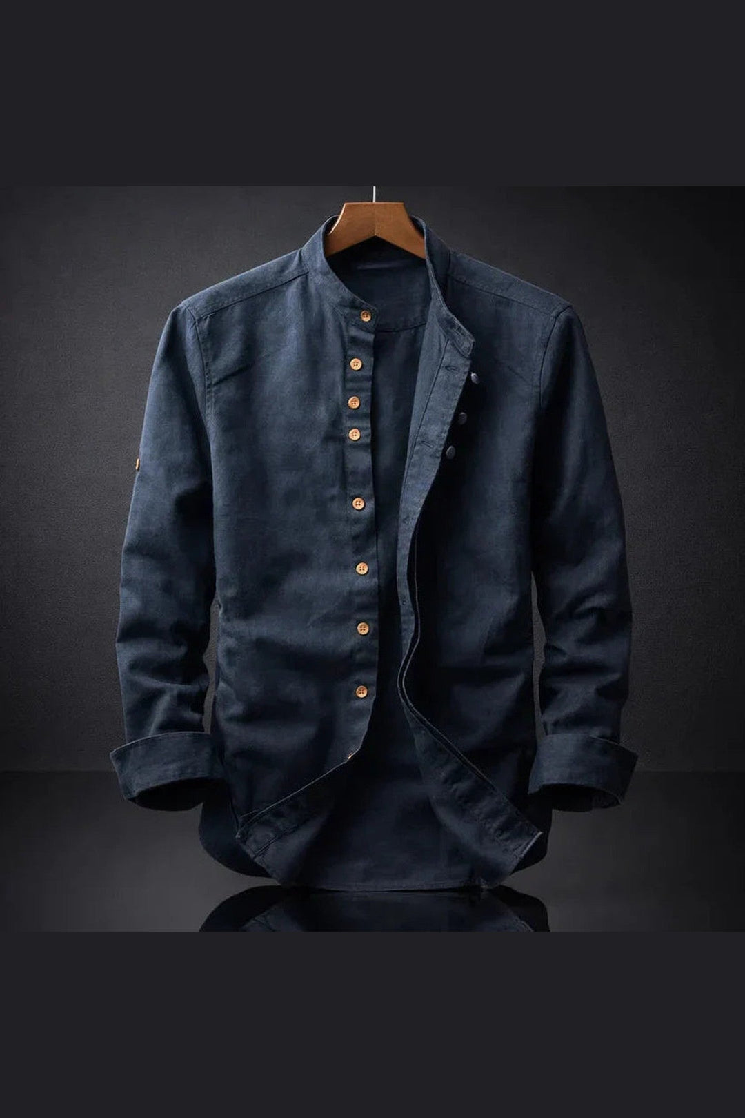 Men's Organic Cotton Shirt – Stand Collar Smart Casual