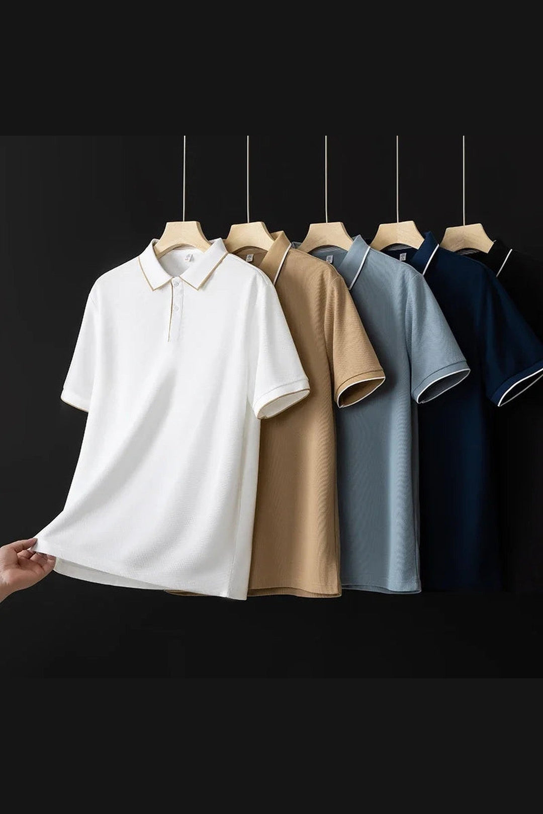 Men's Textured Knit Polo Shirt – Breathable Stretch Performance Polo