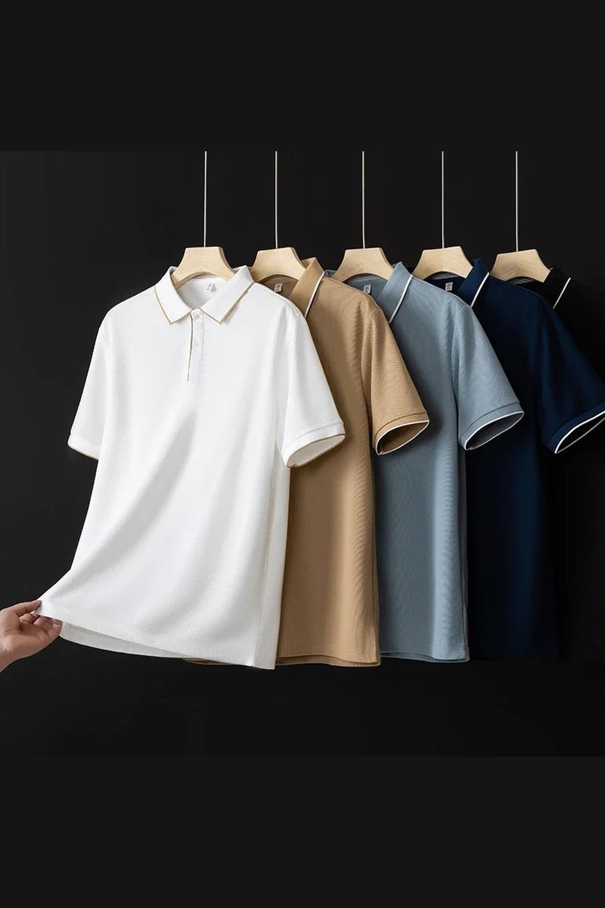 Men's Textured Knit Polo Shirt – Breathable Stretch Performance Polo