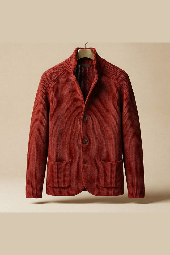Men's Knit Cardigan – Button-Front Tailored Layering Jumper