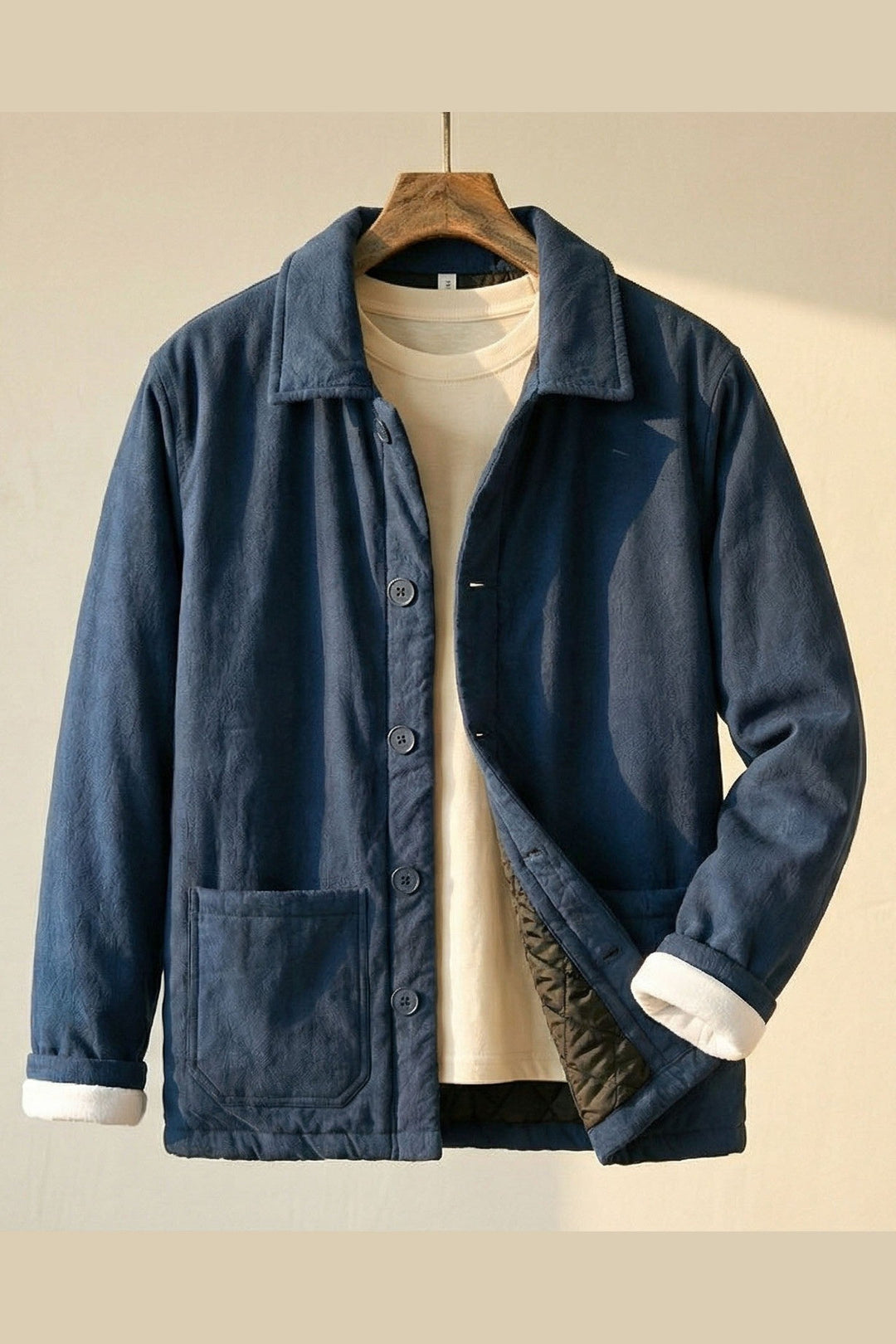 Men's Cotton Quilted Jacket – Insulated Button-Front Layer