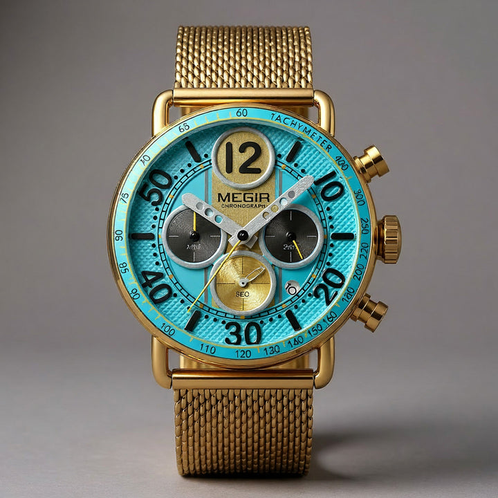 Men's Chronograph Watch 44mm – Gold-Tone Milanese Mesh Bracelet