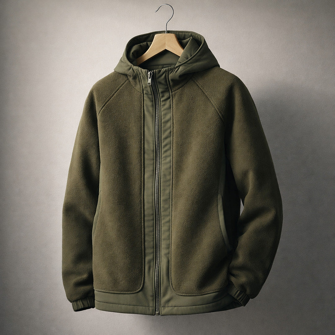 Men's Hooded Fleece Jacket – Two-Panel Layering Jacket with Pockets