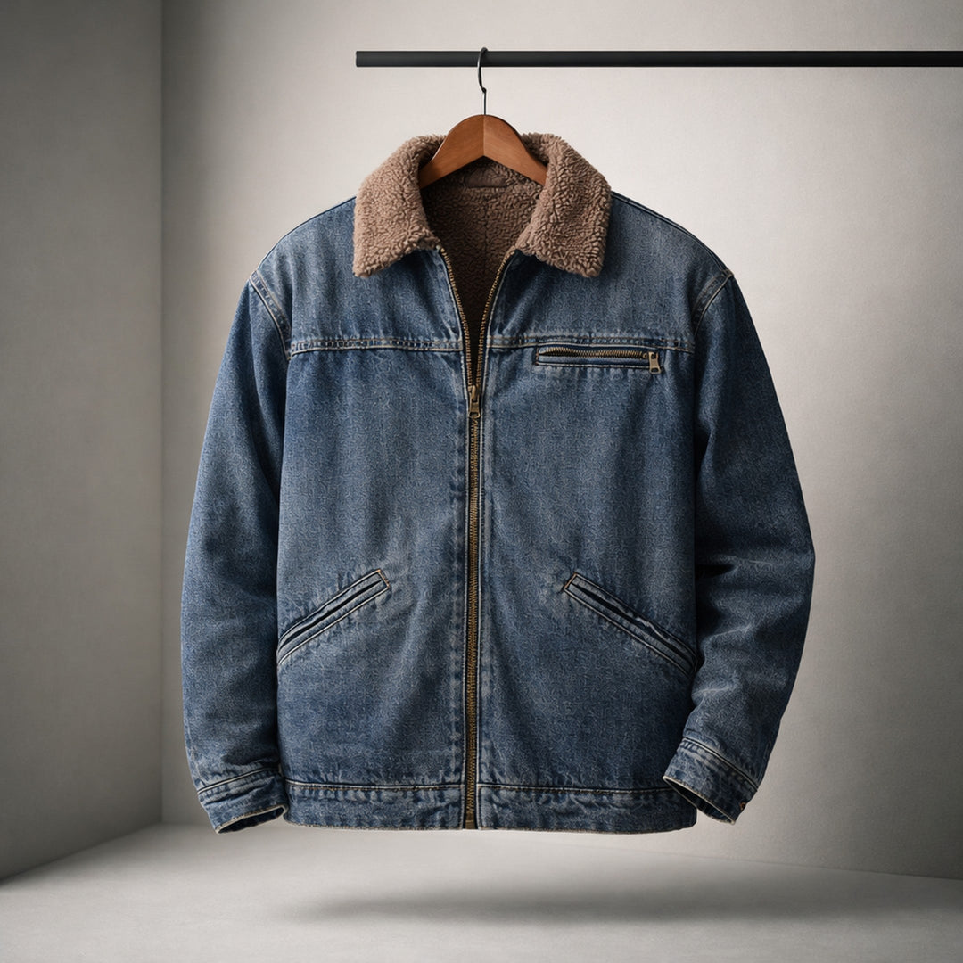 Men's Sherpa-Lined Denim Jacket – Warm Casual Trucker