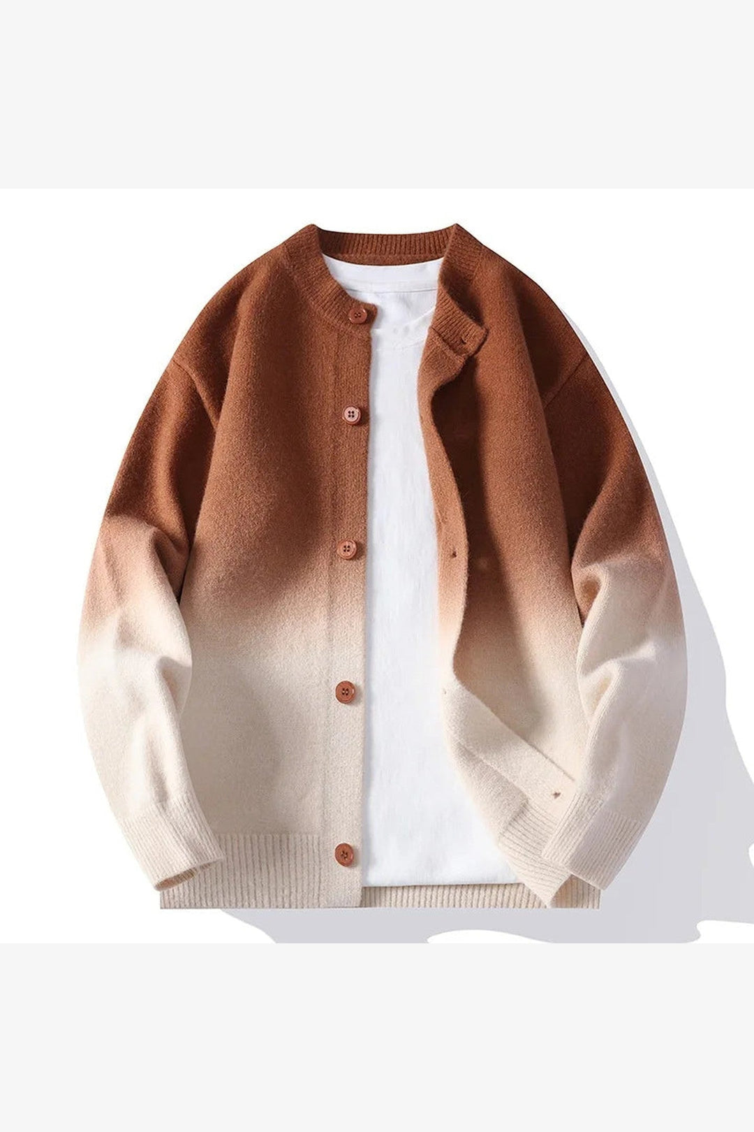 Men's Ombre Knit Cardigan – Button-Front Layering Jumper