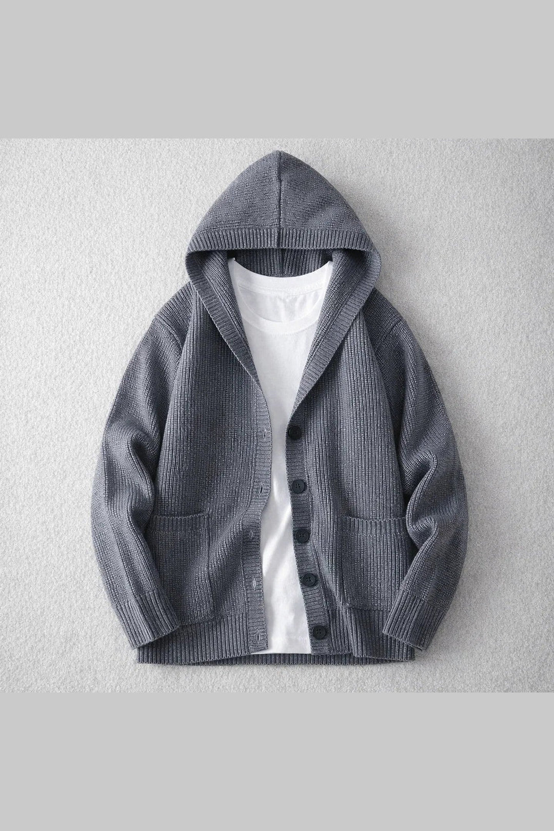Men's Wool-Blend Hooded Cardigan – Knit Layering Jacket