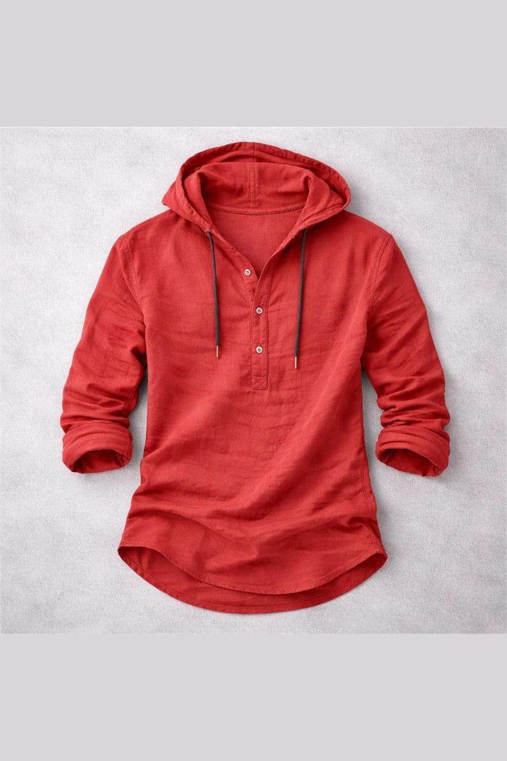 Men's Linen Hooded Overshirt – Breathable Summer Hoodie Shirt