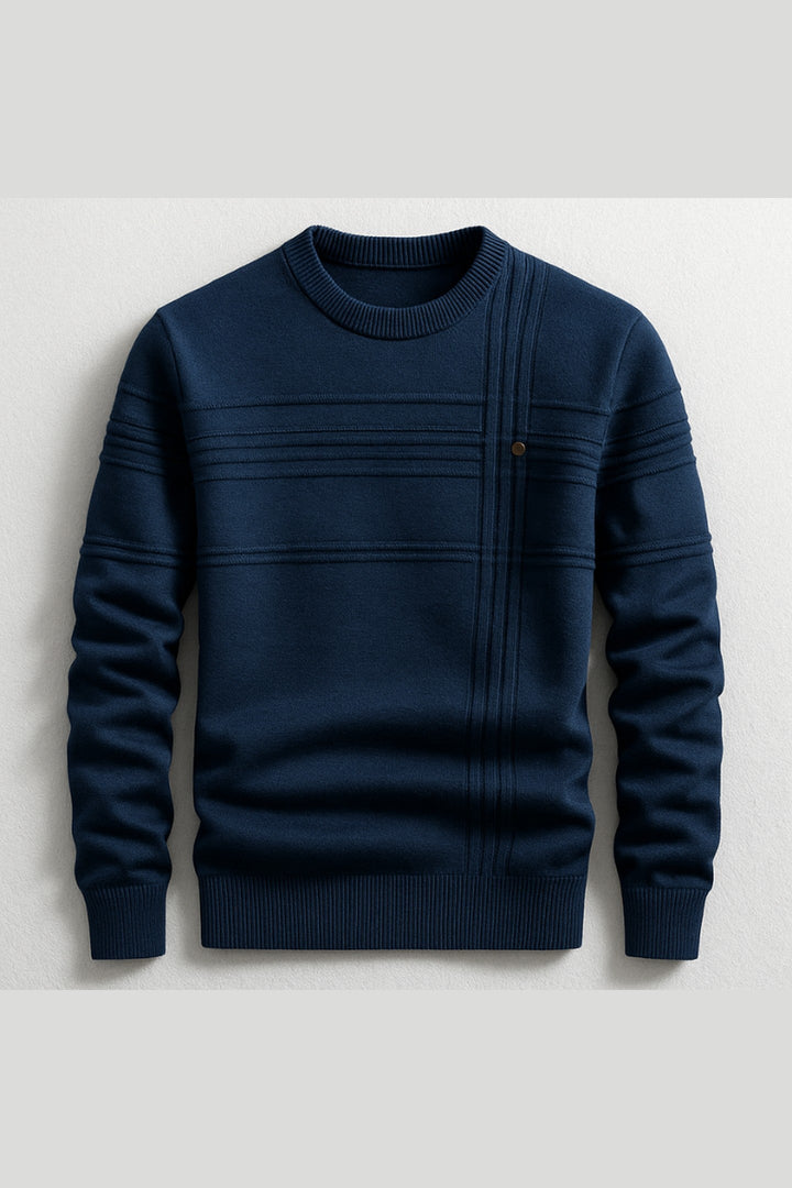 Men's Cotton Crew Neck Jumper – Ribbed Midweight Knit Sweater