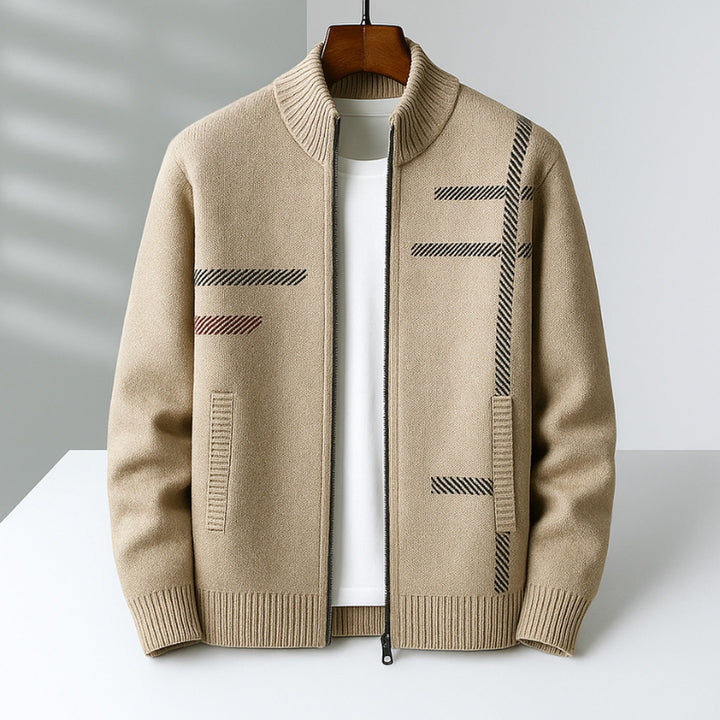 Men's Cashmere Jacket – Full-Zip Knit Layering Coat