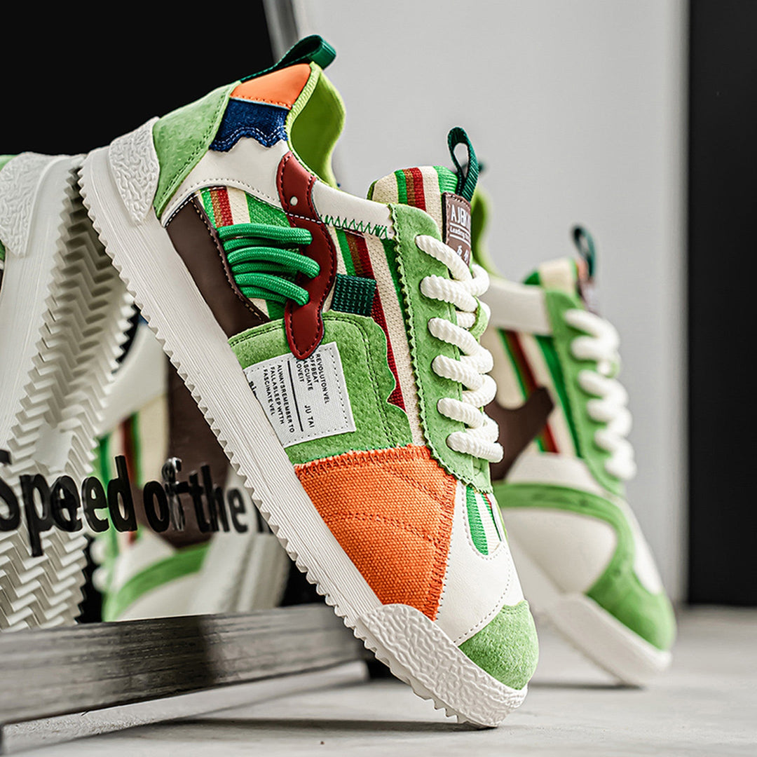 Men's Retro Sneakers – Colour-Block Suede Trainers