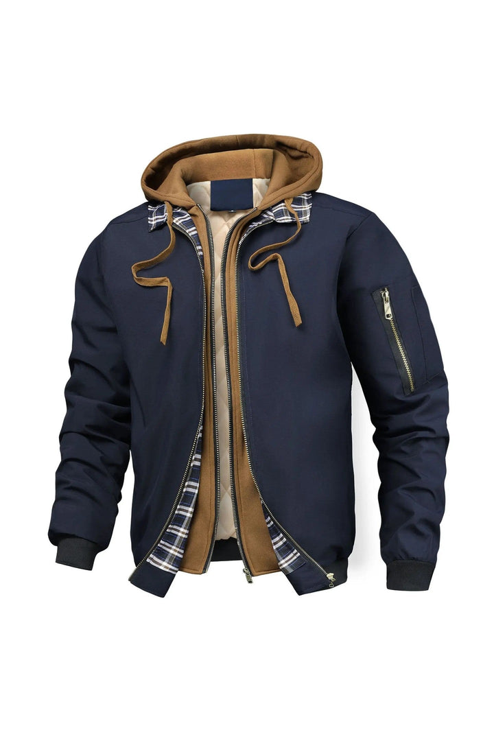 Men's Quilted Cotton Bomber Hooded Jacket – Insulated Layering
