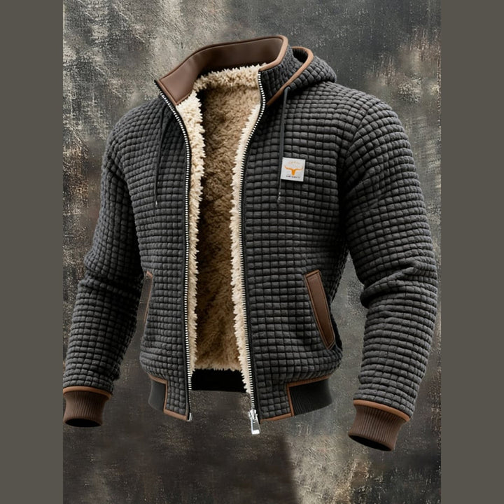 Men's Sherpa-Lined Bomber Jacket – Fleece Warmth – Leather Trim