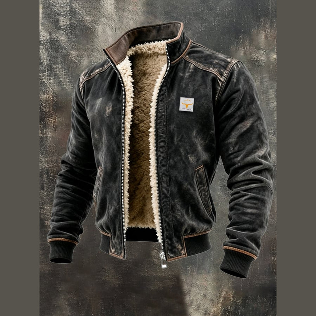 Men's Sherpa-Lined Bomber Jacket – Warm Leather-Effect Winter Coat
