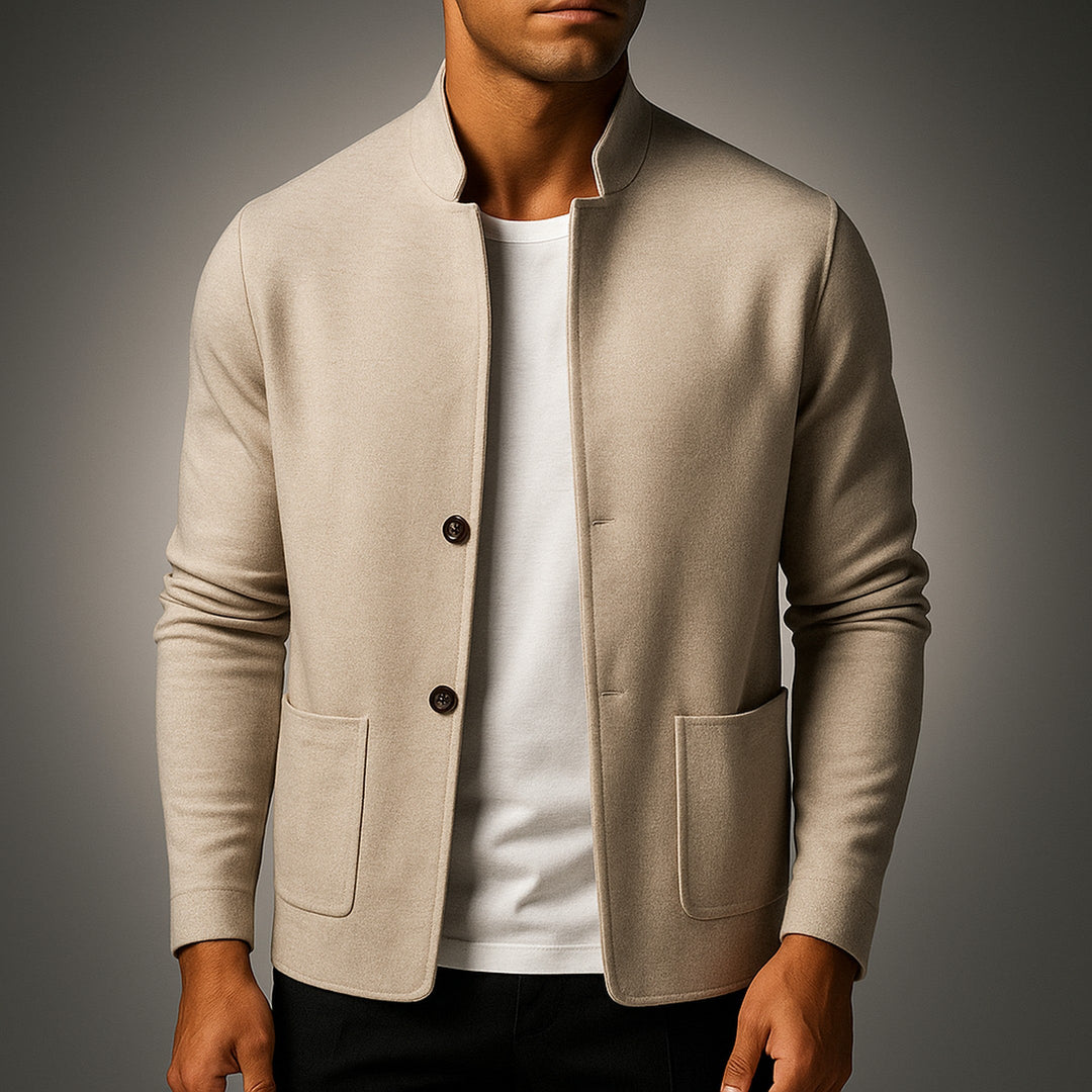 Men's Knit Mandarin Collar Cardigan – Smart Layering Knitwear