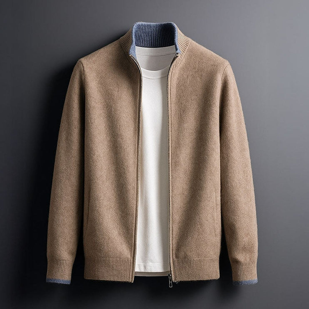 Men's Merino Wool Full-Zip Cardigan - Smart Layering Knit