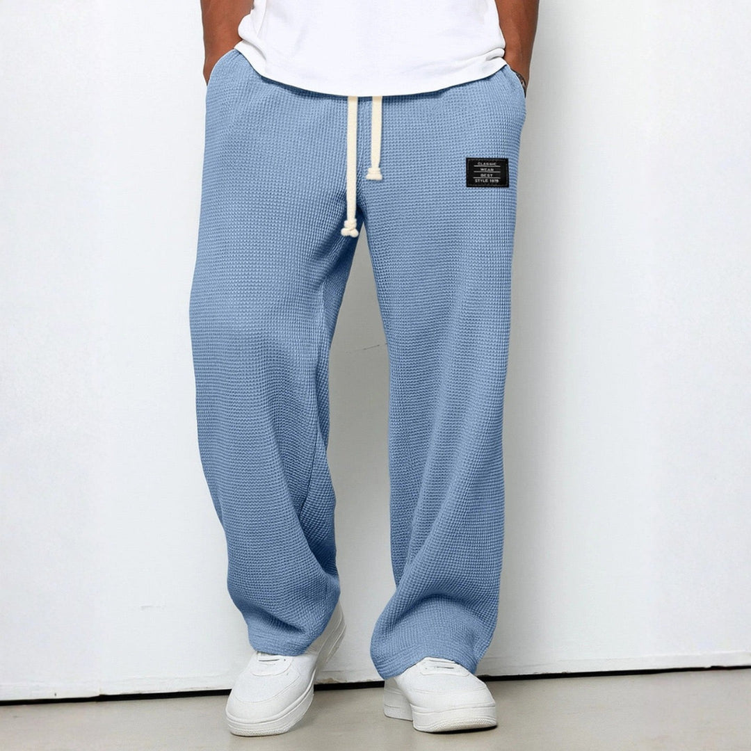 Men's Waffle-Knit Cotton Trousers - Relaxed Casual Joggers