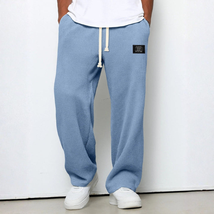 Men's Waffle-Knit Cotton Trousers - Relaxed Casual Joggers