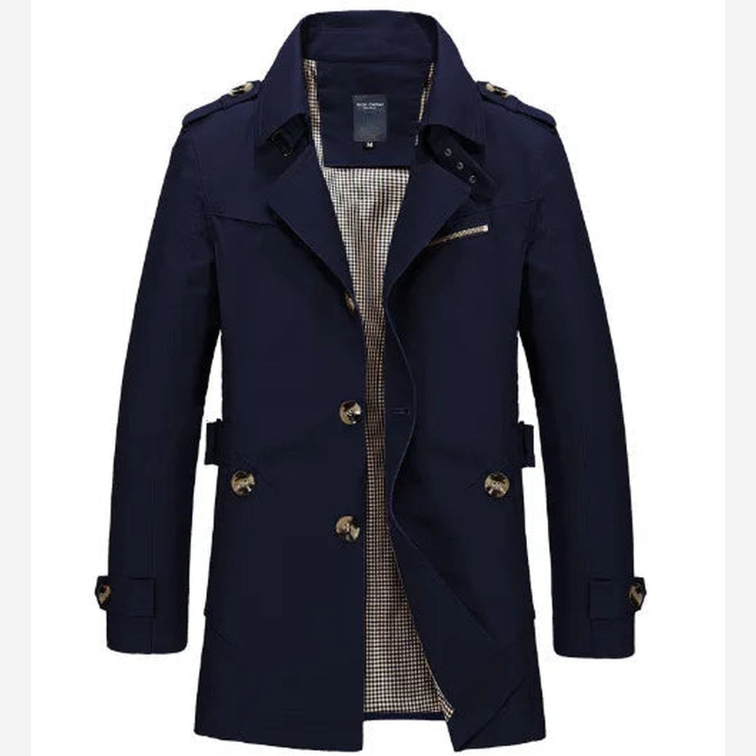 Men's Cotton Trench Coat – Single-Breasted Classic Mac