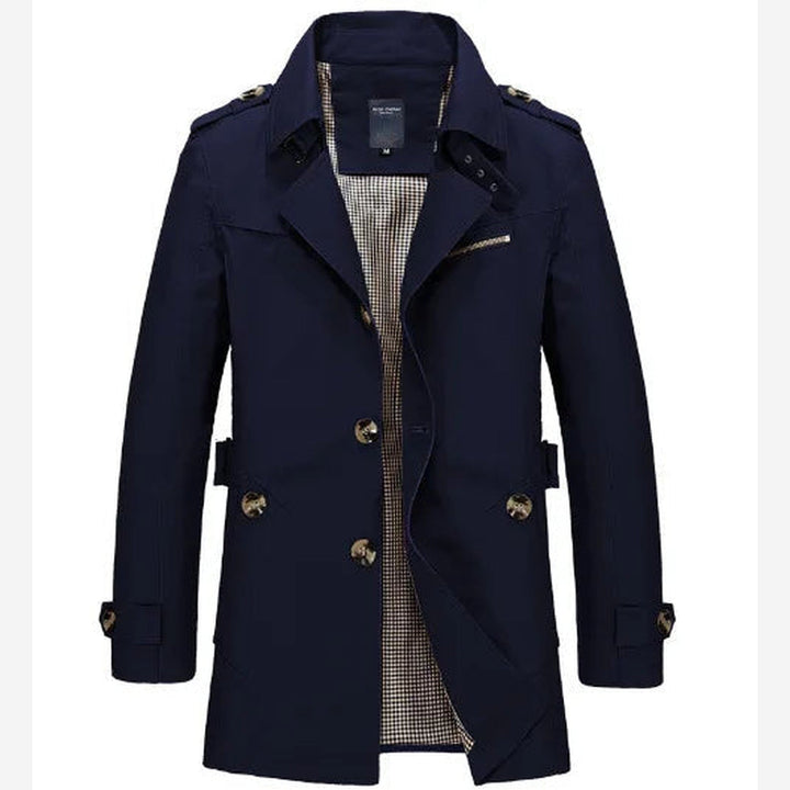 Men's Cotton Trench Coat – Single-Breasted Classic Mac