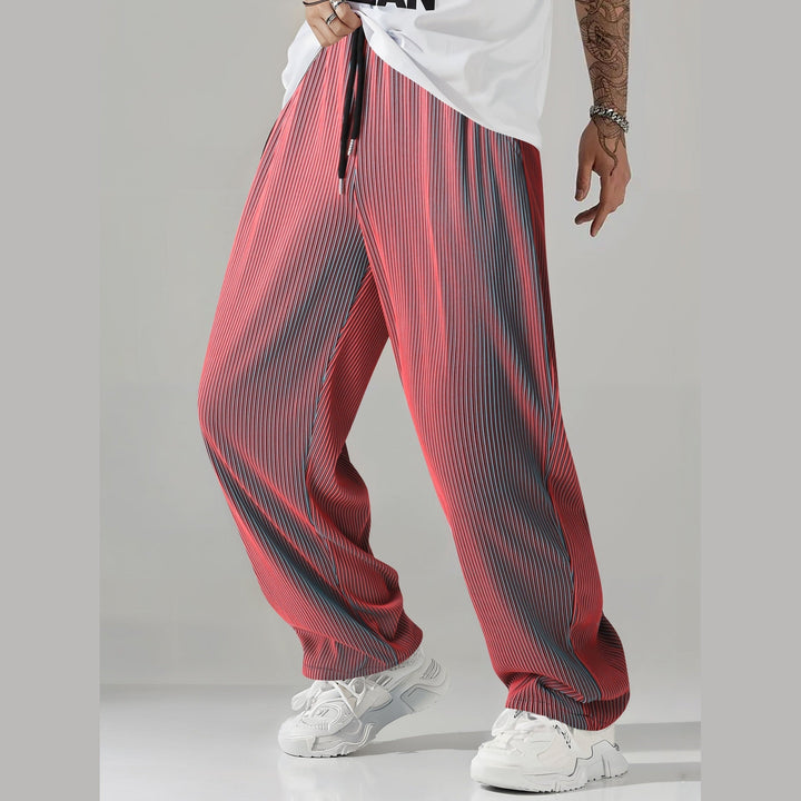Men's Lightweight Striped Trousers – Straight-Leg Drawstring